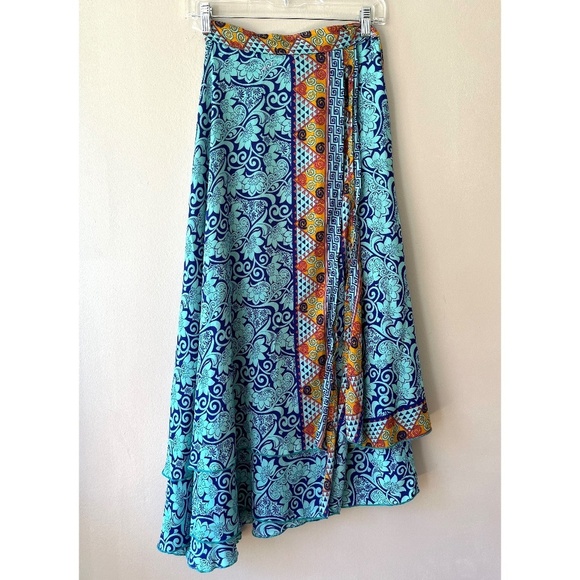 Mandala One Suze Turquoise Wrap Skirt Reversible Double Layer One Size Strap - Picture 1 of 6